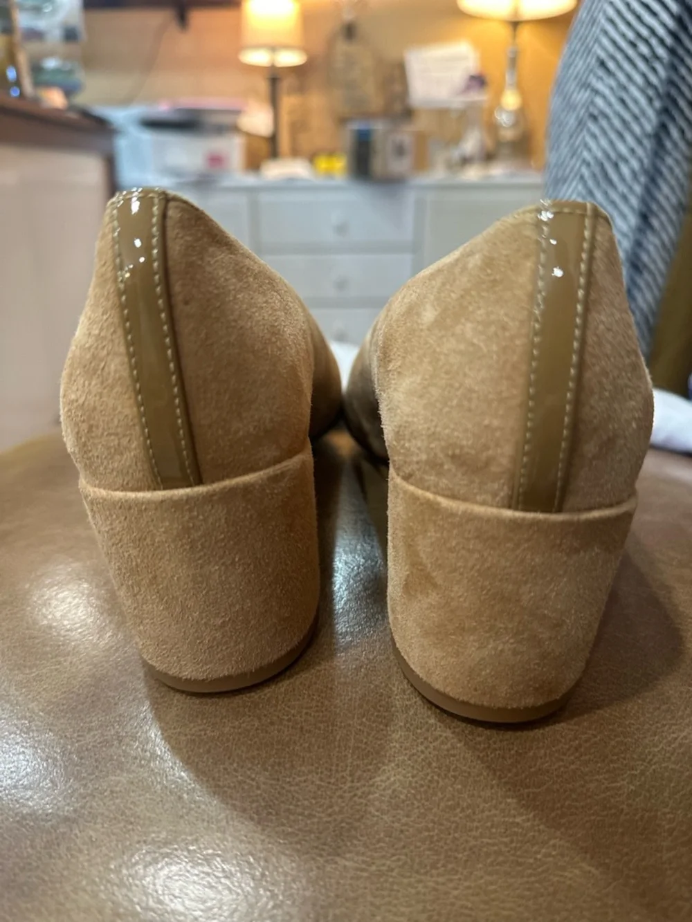 Margaux Tan Suede Round-Toe Block Heels size 6 worn once - Picture 5 of 6